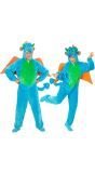 Pluche Blauwe Draak Jumpsuit Carnaval