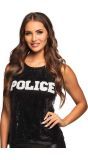 Police Pailletten Topje Zwart