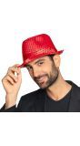 Popstar Pailletten Fedora Rood