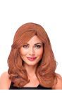 Pruik Bruin Roze Lang Dames Carnaval