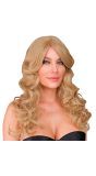 Pruik Lang Golvend Blond Licht Bruin Dames Carnaval