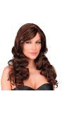 Pruik Lang Golvend Donkerbruin Dames Carnaval