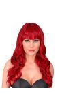 Pruik Lang Golvend Rood Dames Carnaval