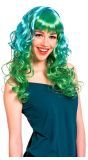 Pruik met Krulllen Lang Felgroen