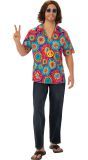 Psychedelische 60s Hippie Shirt met Peace Ketting Heren