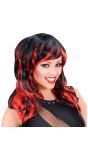 Punker Pruik Dames Rood Zwart