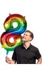Regenboog Folieballon Nummer '8' 86 cm