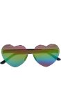Regenboog Hartjes Partybril Holografisch