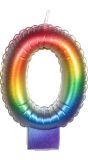 Regenboog Kaars Cijfer 0