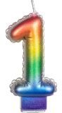 Regenboog Kaars Cijfer 1