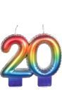 Regenboog Kaars Cijfer 20