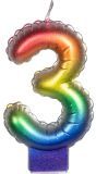 Regenboog Kaars Cijfer 3