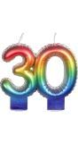 Regenboog Kaars Cijfer 30