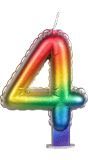 Regenboog Kaars Cijfer 4
