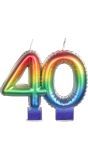 Regenboog Kaars Cijfer 40