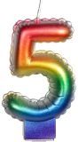Regenboog Kaars Cijfer 5