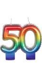 Regenboog Kaars Cijfer 50