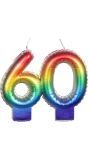 Regenboog Kaars Cijfer 60