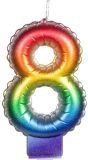 Regenboog Kaars Cijfer 8