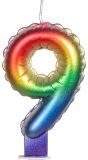 Regenboog Kaars Cijfer 9