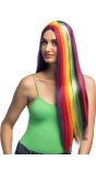 Regenboog Lila Lange Pruik Lang Stijl