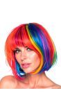 Regenboog Pruik Boblijn Dames Carnaval