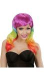 Regenboog Pruik Lang Haar
