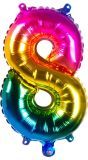 Regenboogkleurige Folieballon Cijfer 8