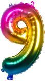 Regenboogkleurige Folieballon Cijfer 9
