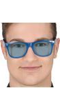 Retro 80's Blauwe Bril met Blauwe Glazen