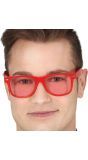 Retro 80's Rode Bril met Rode Glazen