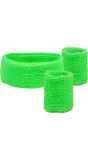 Retro Zweetbandjes set Neon Groen