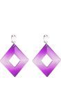Rhombus Paarse Retro Clip Oorbellen