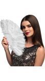 Roaring Twenties Stijlvolle Witte Veren Handwaaier