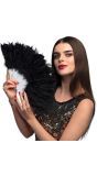Roaring Twenties Stijlvolle Zwarte Veren Handwaaier