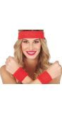 Rode 80's Zweetbandjes en Hoofdband