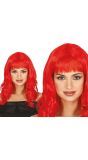 Rode Dames Pruik Lang Krullend met Pony