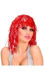 Rode Disco Tinsel Pruik
