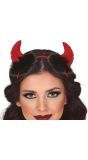 Rode Duivel Haarband met Veertjes