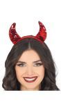 Rode Duivel Horens Pailletten Hoofdband Halloween