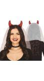 Rode Glitter Duivel Oortjes met Sluier