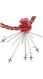Rode Gothic Choker met Bloem
