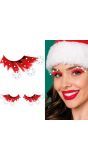 Rode Kerst Nep Wimpers met Sneeuwvlokken