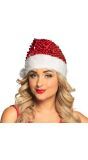 Rode Kerstman Muts met Pailletten