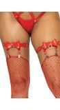 Rode Leren Kousenband met Strik