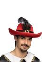 Rode Musketierhoed Met Zwarte Veer