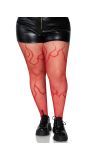 Rode Plus Size Net Panty met Vlammen Patroon
