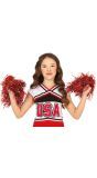 Rode Pom-Pom set Cheerleader 2 Stuks Kind