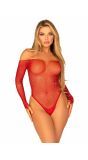 Rode Strass Visnet Bodysuit
