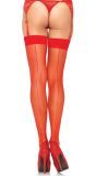 Rode Transparante Jarretel Kousen met Naad